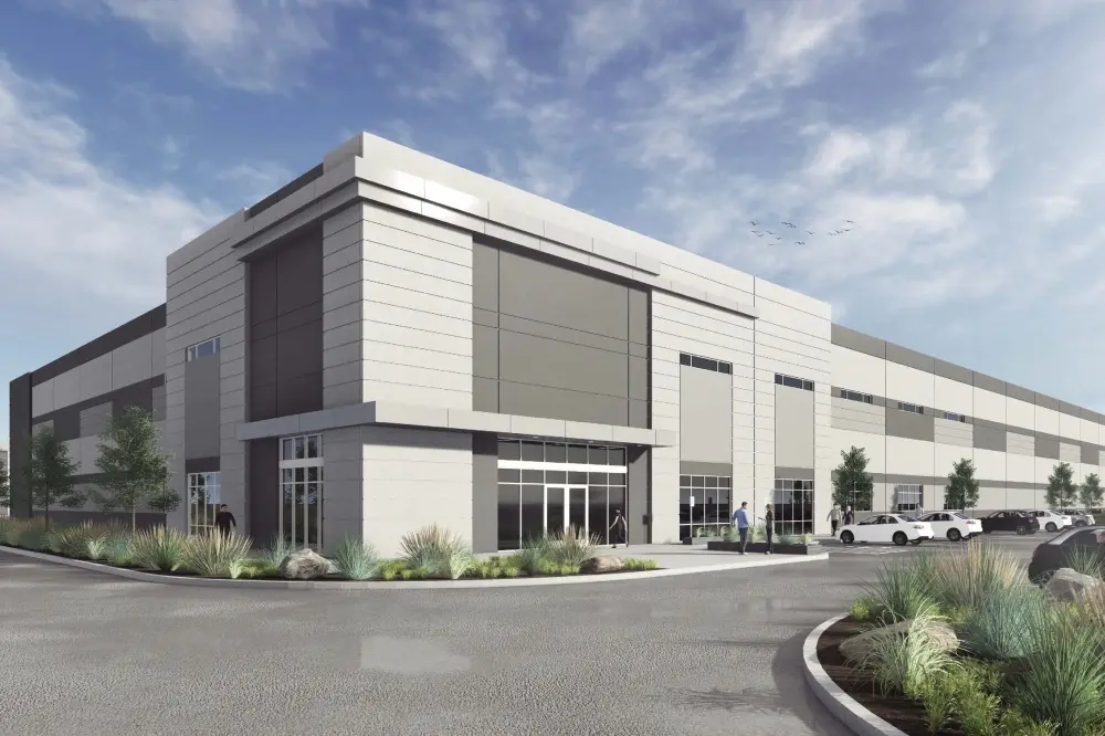 The 121 Commerce Park project announced by VanTrust Real Estate in October is one of multiple local industrial projects announced in the past year. (Rendering courtesy GSR Andrade Architects)